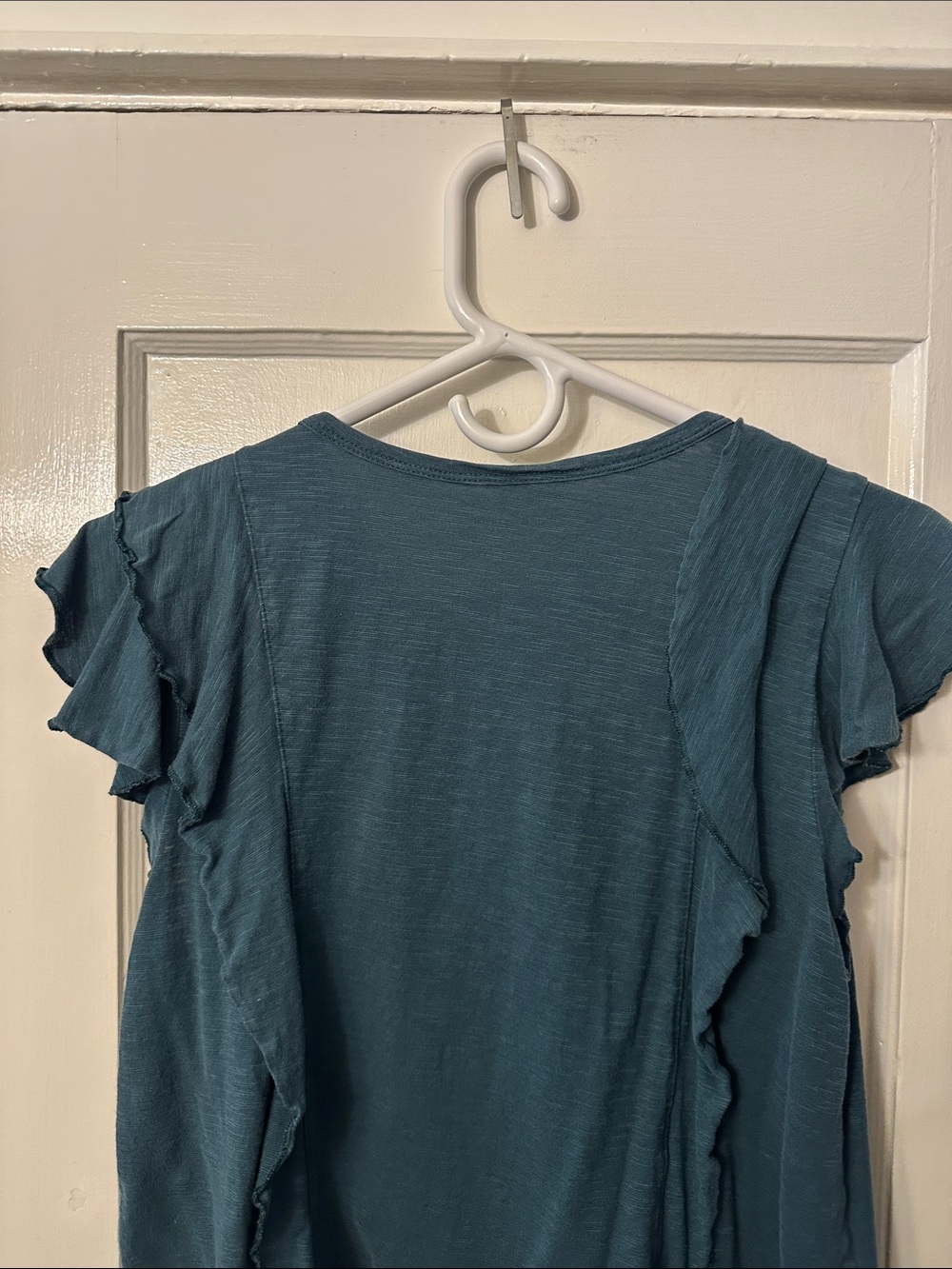 Garnet Hill Teal Ruffle Sleeve Women's Top - Medium - Picture 7 of 7